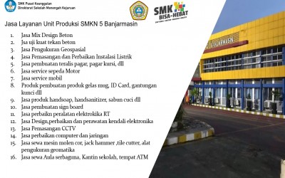 SMKN 5 BANJARMASIN SUDAH DITETAPKAN SEBAGAI SMK BLUD DAN SIAP MELAYANI PERMINTAAN PRODUK DAN JASA  DARI MASYARAKAT